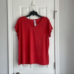 Unbranded Red Orange Crochet V-Neck Tee
